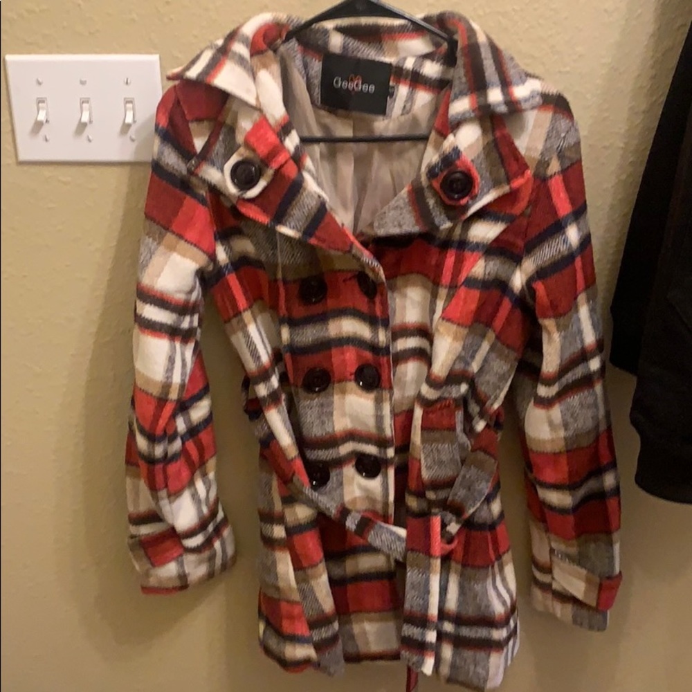 Plaid peacoat